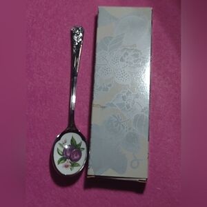 Vintage Avon Nature's Best Stainless Steel Spoon Purple Plums 5"